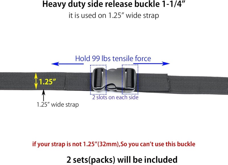 Baitoo Side Release Buckles Heavy Duty Plastic Buckle Snap Clips Clasps Backpack Buckle Replacement for Strap - Image 4